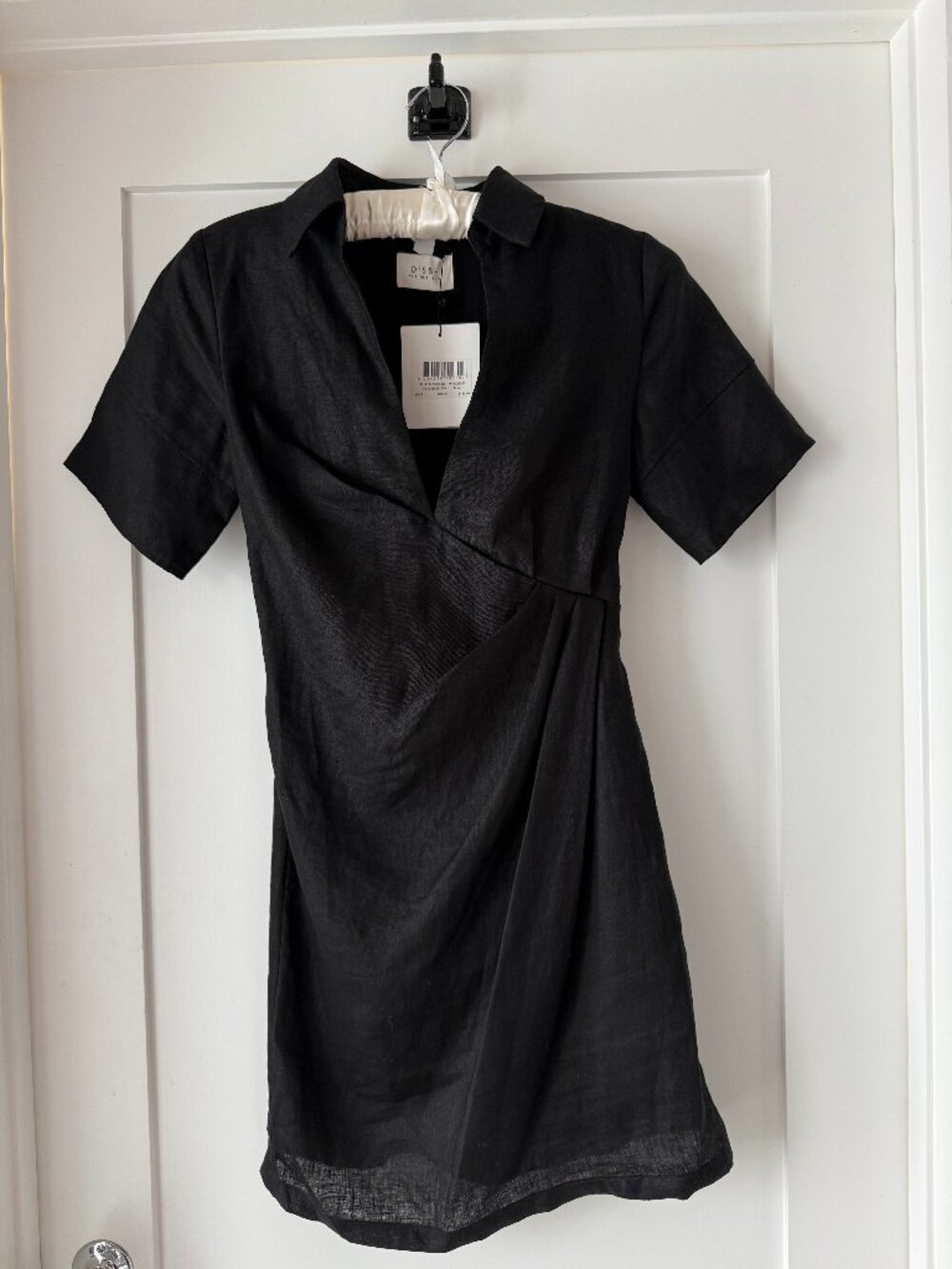 NWT DISSH Billie Black Linen Mini Dress AU 6 US 2